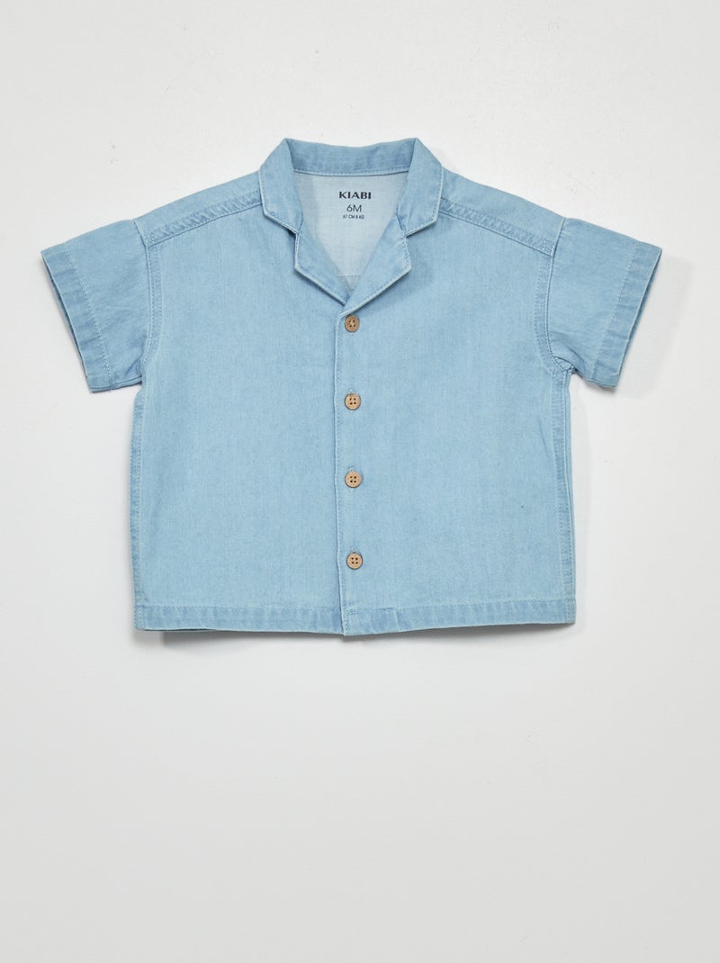 Camisa vaquera de manga corta AZUL - Kiabi