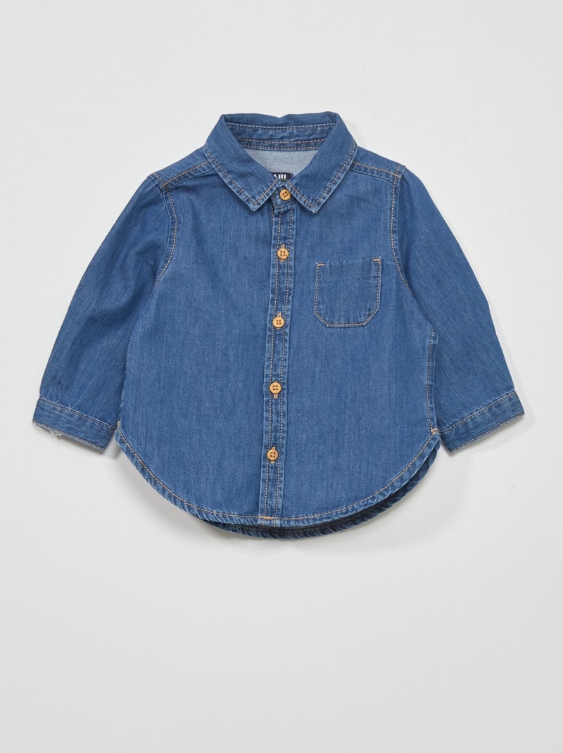 Camisa vaquera de manga larga AZUL - Kiabi