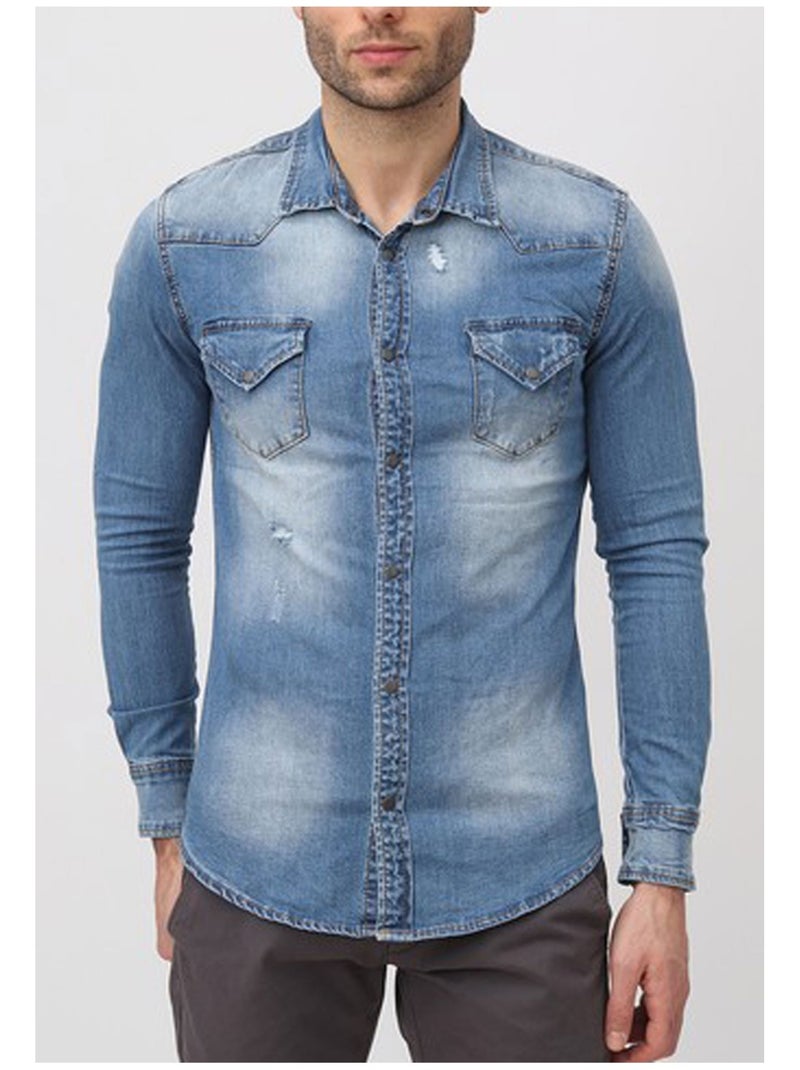 Camisa vaquera Kebello Azul - Kiabi
