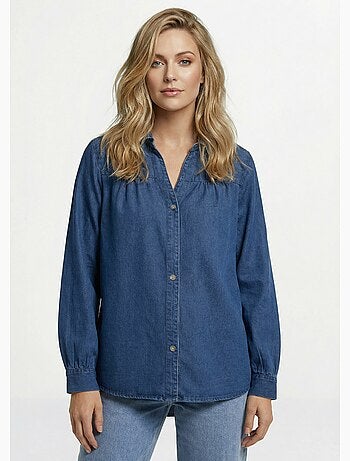 Camisa vaquera plisada de estilo bohemio - AFIBEL