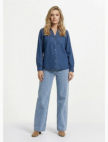 Camisa vaquera plisada de estilo bohemio - AFIBEL