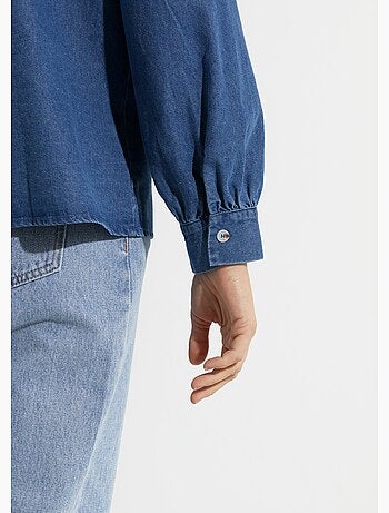 Camisa vaquera plisada de estilo bohemio - AFIBEL