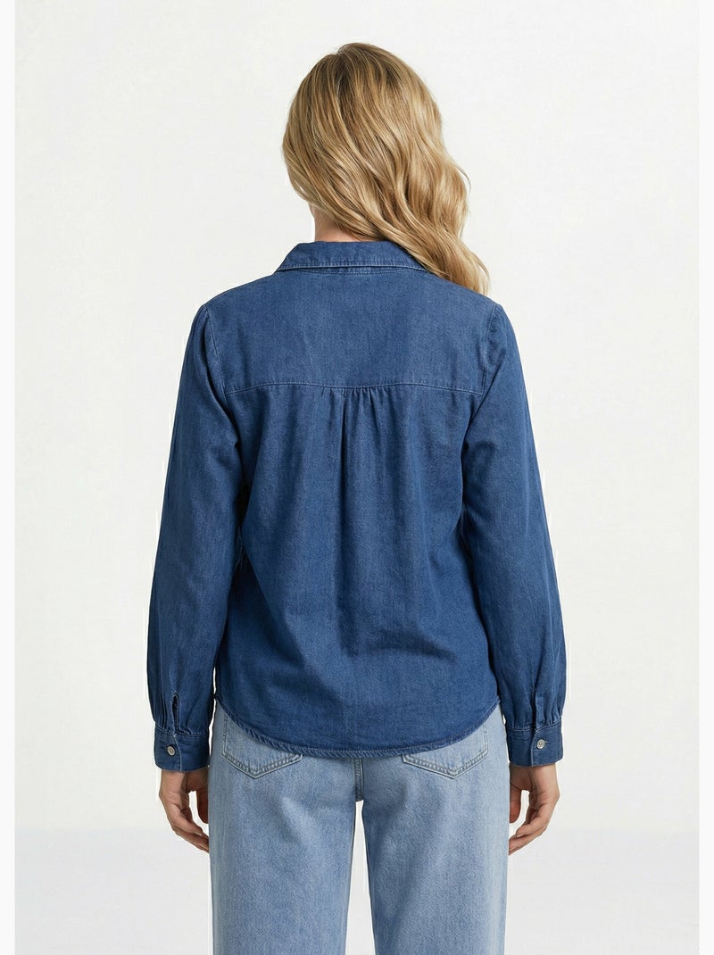 Camisa vaquera plisada de estilo bohemio - AFIBEL Azul - Kiabi
