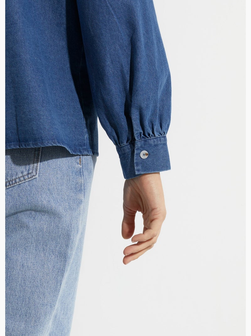 Camisa vaquera plisada de estilo bohemio - AFIBEL Azul - Kiabi