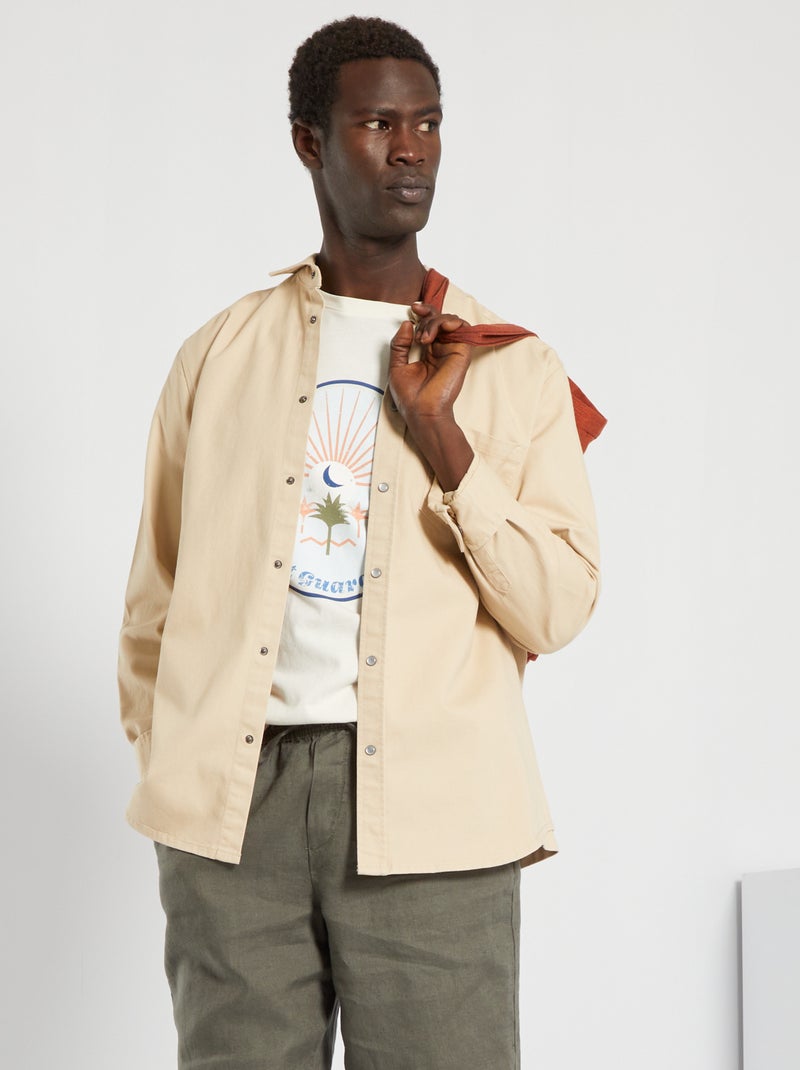 Camisa vaquera regular beige crema - Kiabi