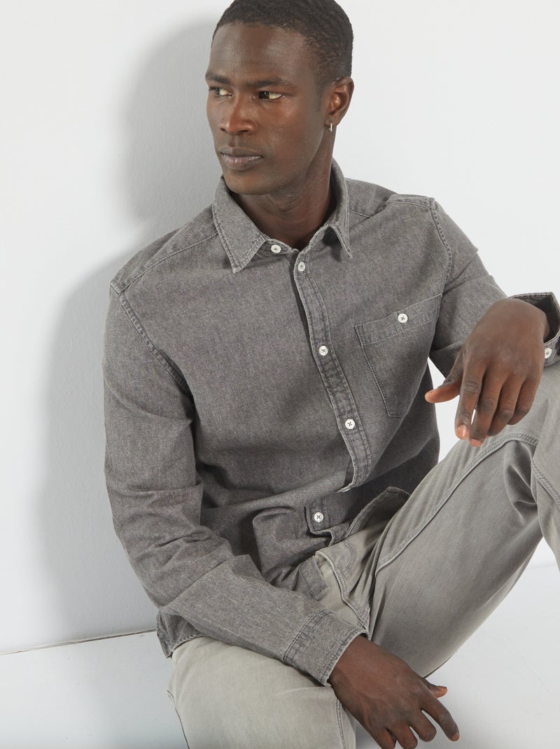 Camisa vaquera regular GRIS - Kiabi