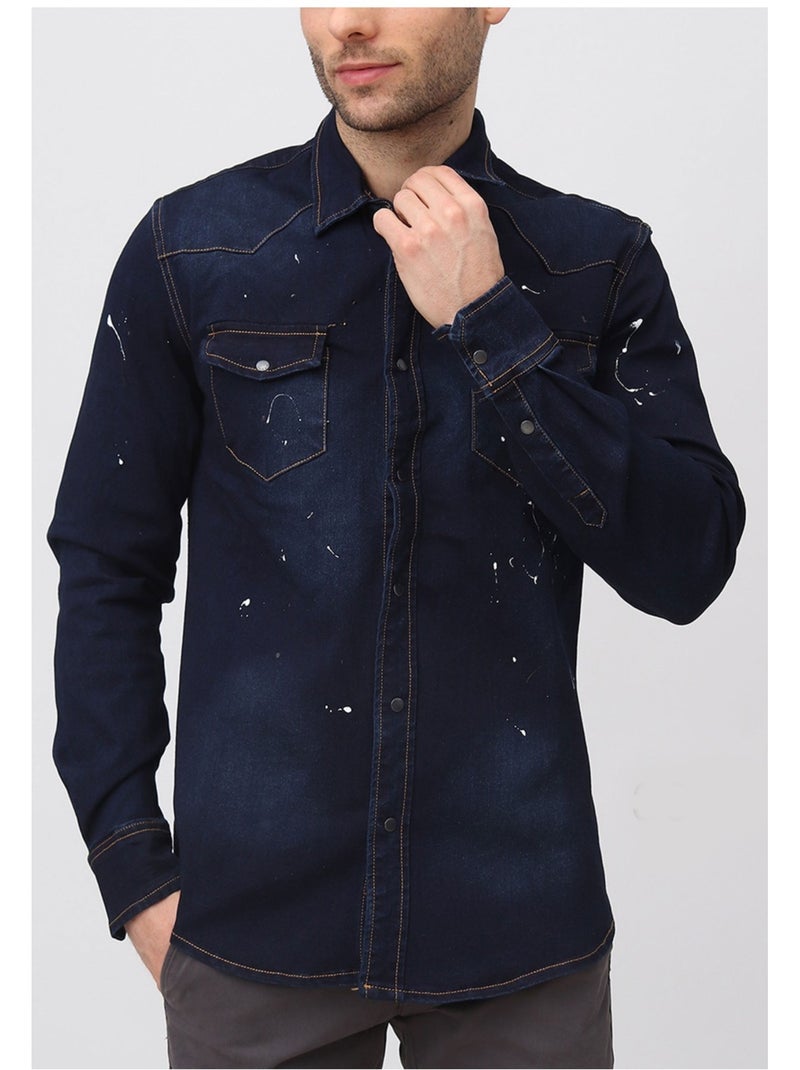 Camisa vaquera slim fit Kebello Azul - Kiabi