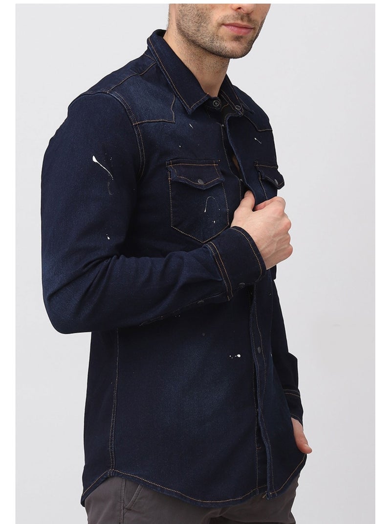 Camisa vaquera slim fit Kebello Azul - Kiabi