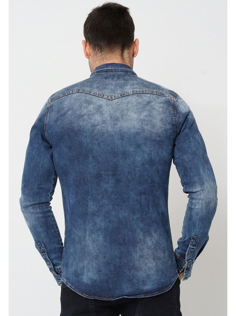Camisa vaquera slim fit Kebello Azul - Kiabi