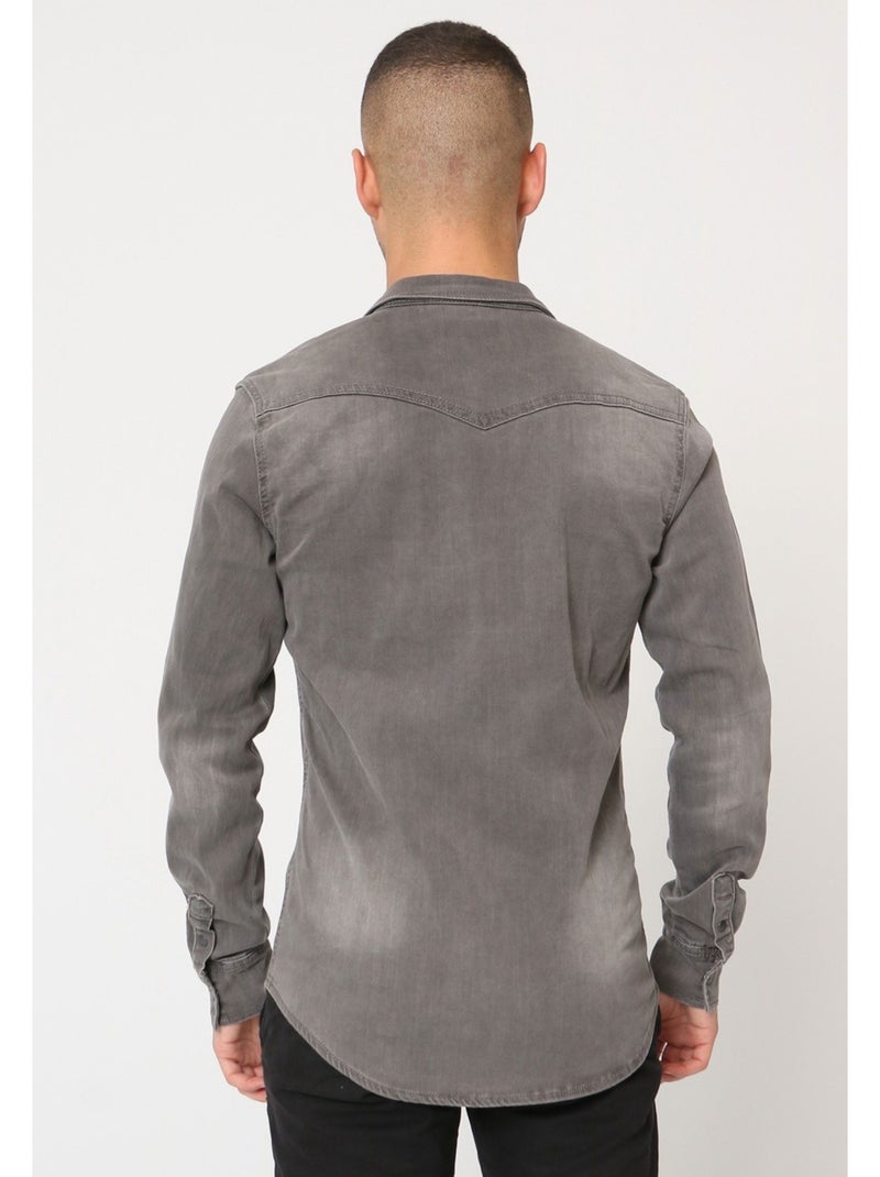 Camisa vaquera slim fit Kebello Gris - Kiabi