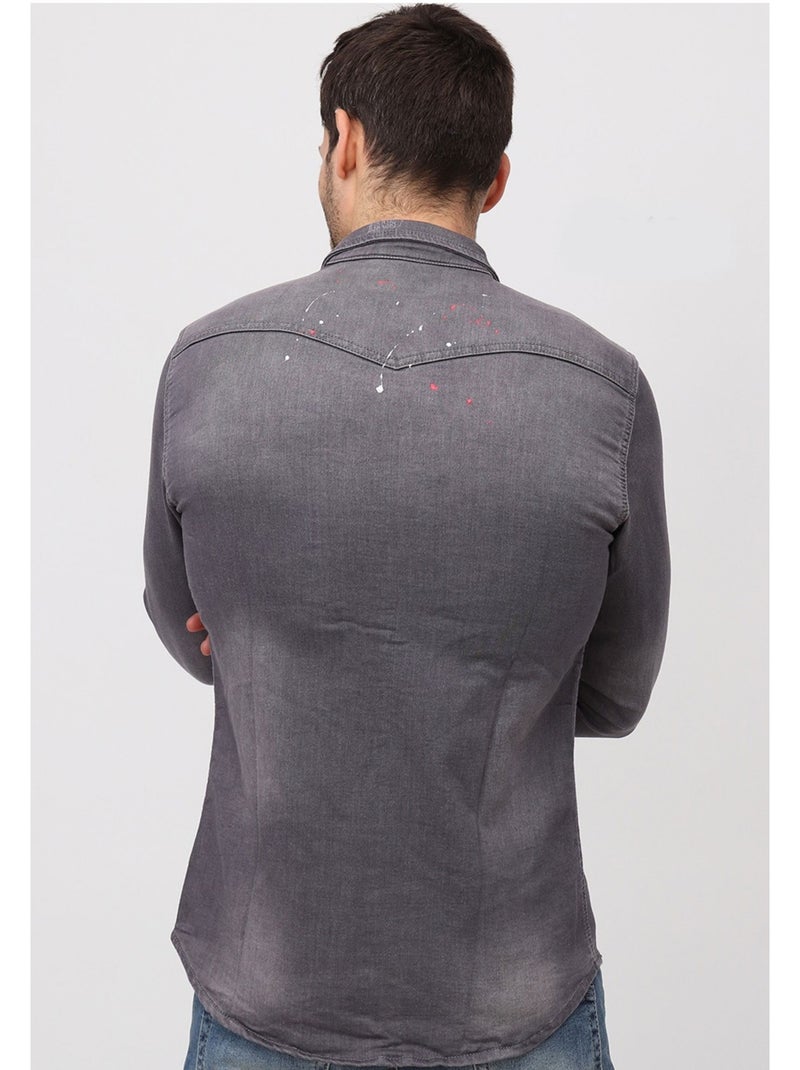 Camisa vaquera slim fit Kebello Gris - Kiabi