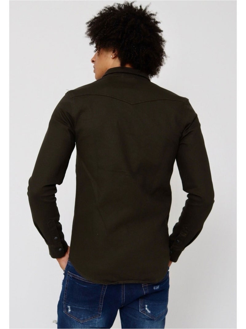 Camisa vaquera slim fit Kebello Marrón oscuro - Kiabi