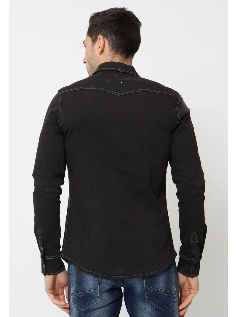 Camisa vaquera slim fit Kebello Negro Negro - Kiabi