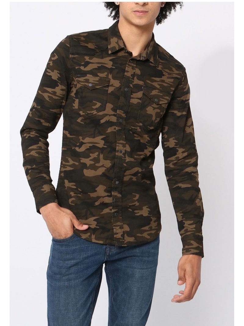 Camisa vaquera slim fit Kebello Verde - Kiabi