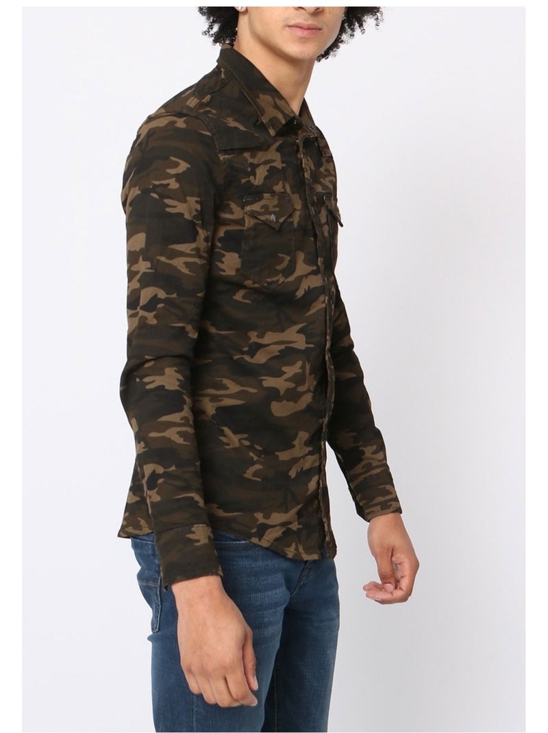 Camisa vaquera slim fit Kebello Verde - Kiabi