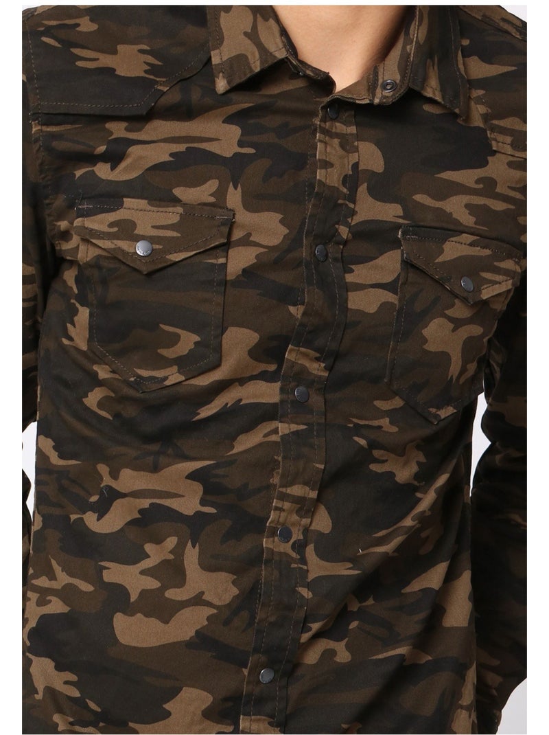 Camisa vaquera slim fit Kebello Verde - Kiabi