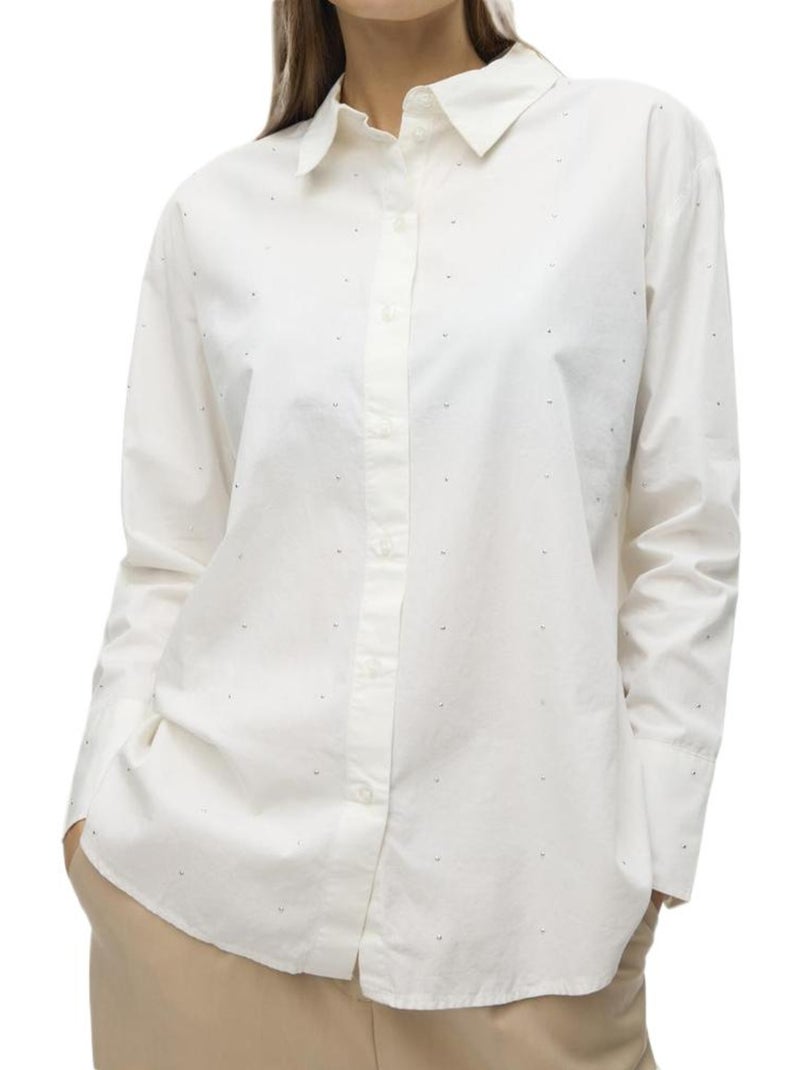 Camisa Vero Moda con Tachuelas para Mujer Blanco - Kiabi