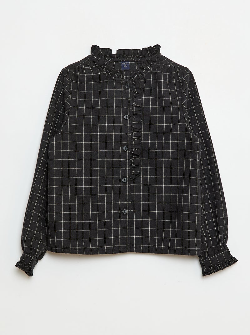 Camisa victoriana de cuadros Gris - Kiabi