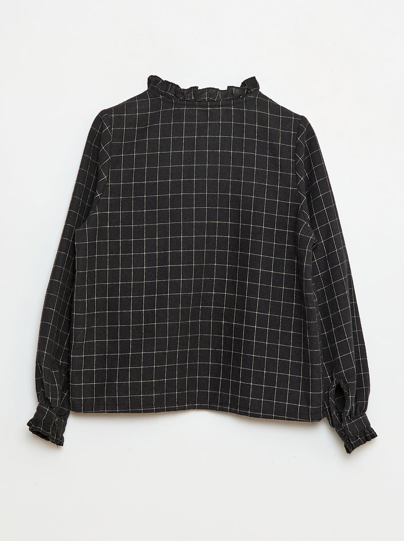 Camisa victoriana de cuadros Gris - Kiabi
