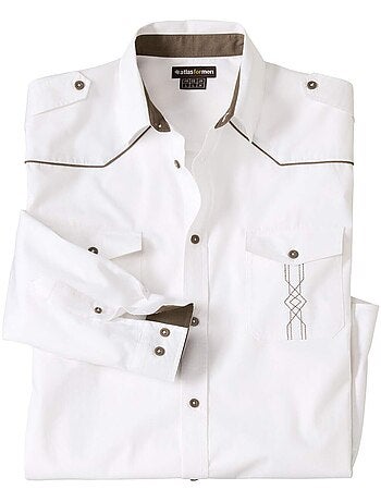 Camisa western de popelín con cuello de puntas libres