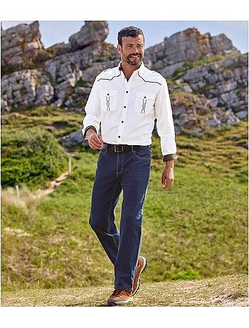 Camisa western de popelín con cuello de puntas libres