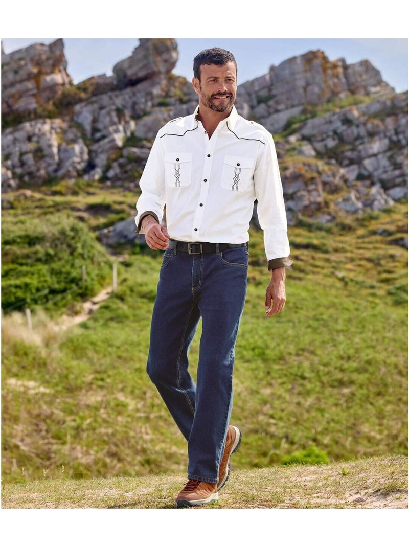 Camisa western de popelín con cuello de puntas libres Blanco - Kiabi