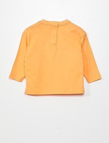 Camiseta con mensaje bordado naranja bebé niña Okaïdi & Obaïbi