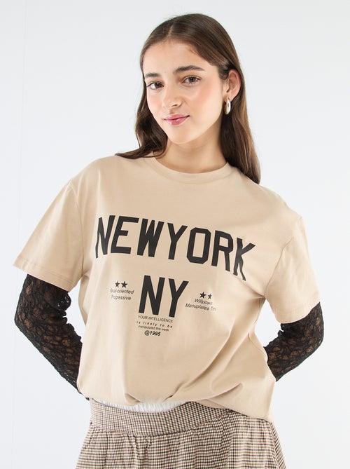 Camiseta 2 en 1 con encaje - Kiabi