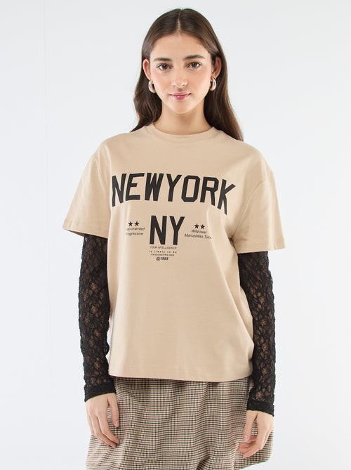 Camiseta 2 en 1 con encaje - Kiabi
