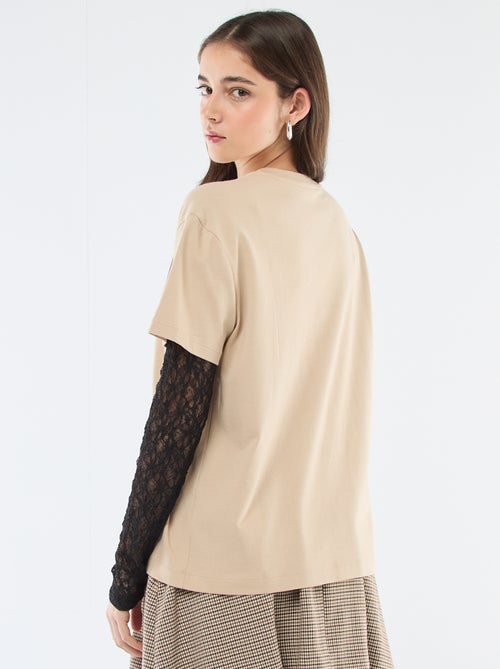 Camiseta 2 en 1 con encaje - Kiabi