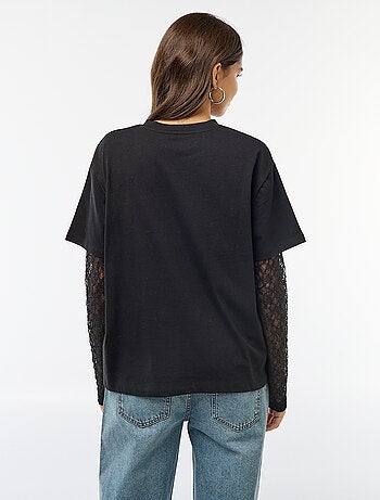 Camiseta 2 en 1 con mangas de encaje