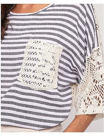 Camiseta a rayas con espalda calada FINLEY