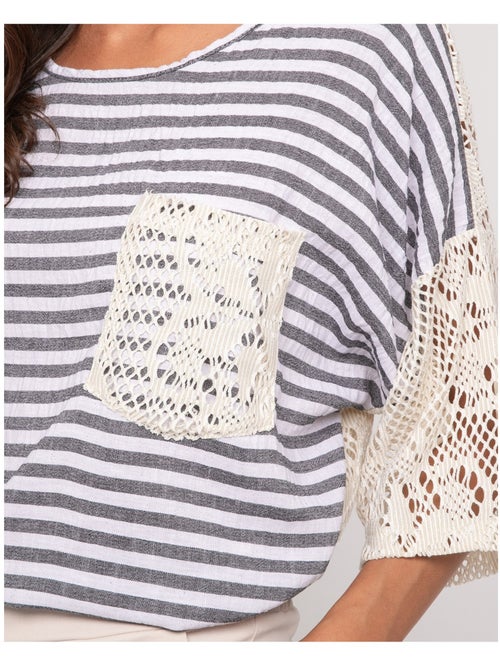Camiseta a rayas con espalda calada FINLEY - Kiabi Camiseta a rayas con espalda calada FINLEY - Kiabi