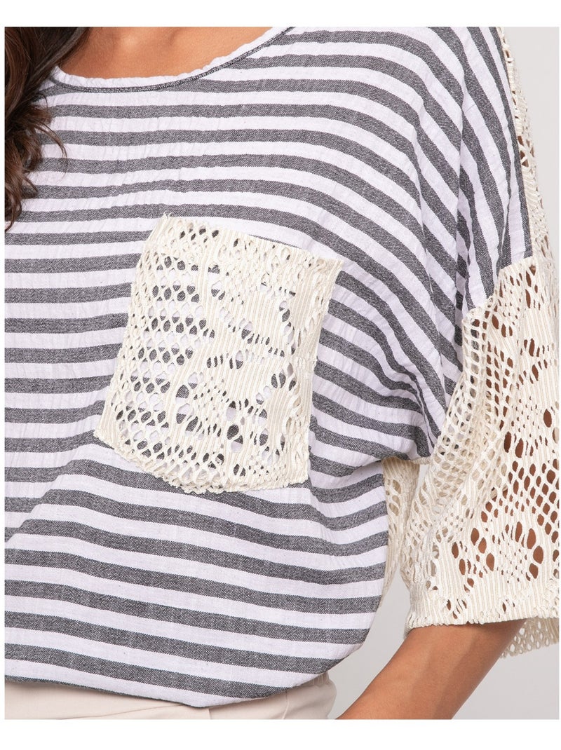 Camiseta a rayas con espalda calada FINLEY Azul - Kiabi