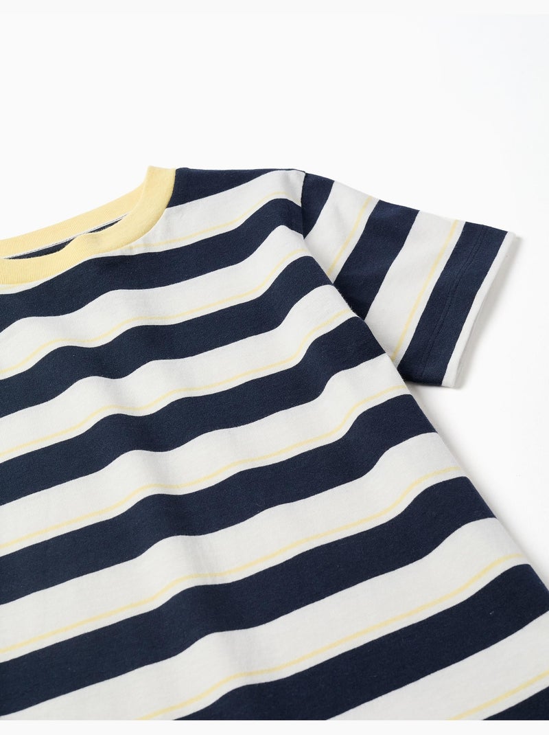 Camiseta a rayas de algodón Amarillo claro - Kiabi