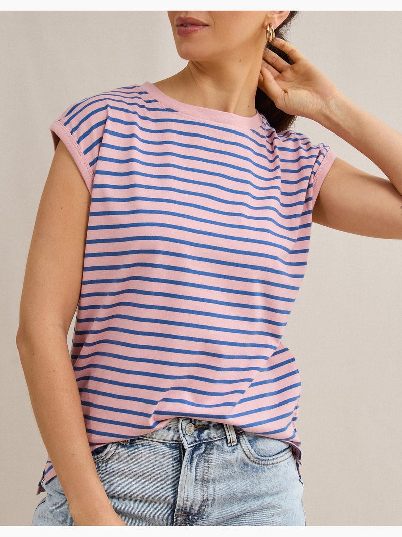 Camiseta a rayas, MO Fashion Rosa - Kiabi