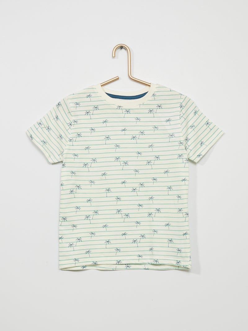 Camiseta a rayas motivo 'palmeras' BEIGE - Kiabi