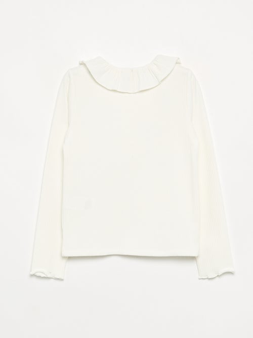 Camiseta acanalada con cuello volante - Kiabi