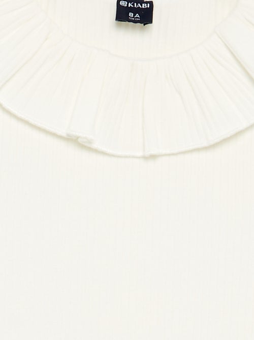 Camiseta acanalada con cuello volante - Kiabi