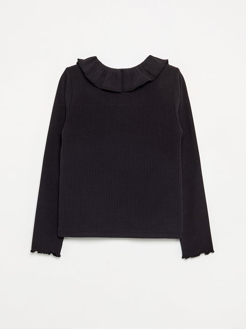 Camiseta acanalada con cuello volante - Kiabi