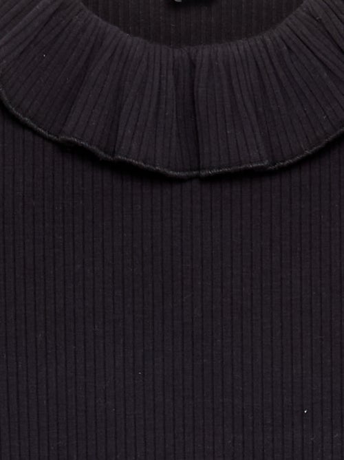 Camiseta acanalada con cuello volante - Kiabi