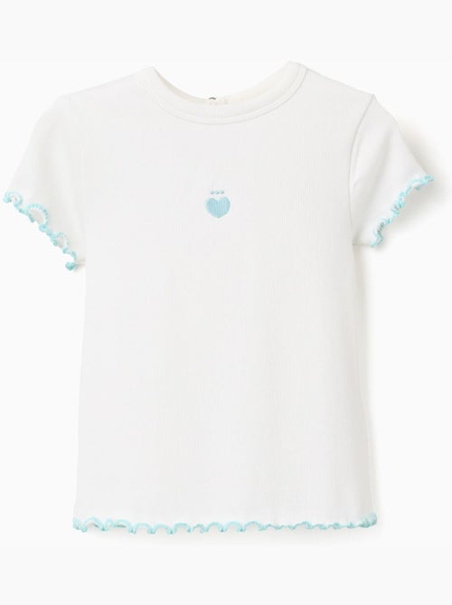 Camiseta acanalada con extremos ondulados - Kiabi