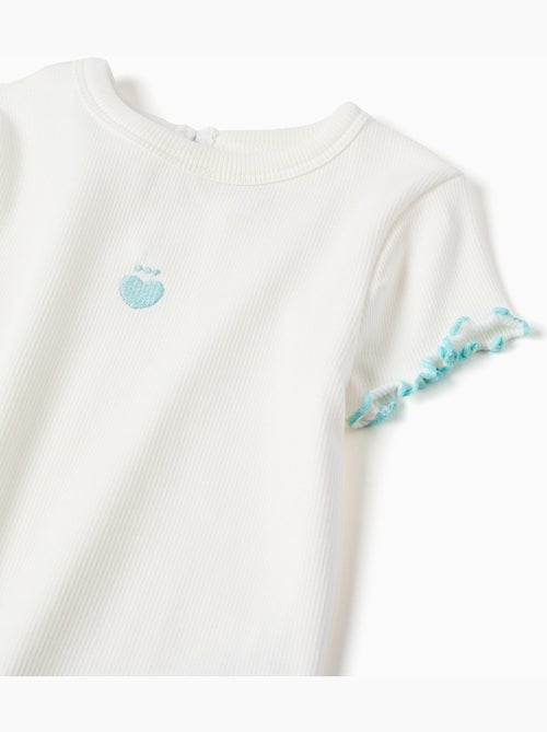 Camiseta acanalada con extremos ondulados - Kiabi