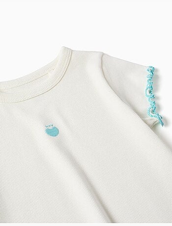 Camiseta acanalada con extremos ondulados