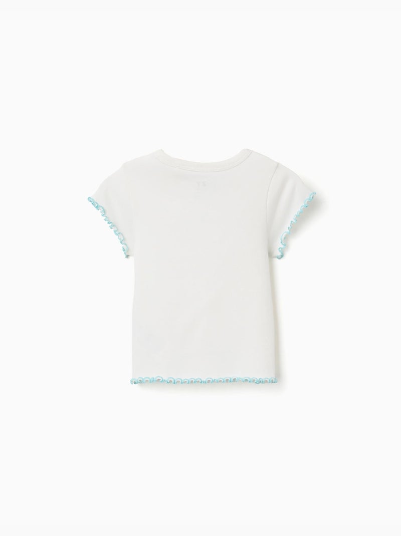 Camiseta acanalada con extremos ondulados Beige claro - Kiabi