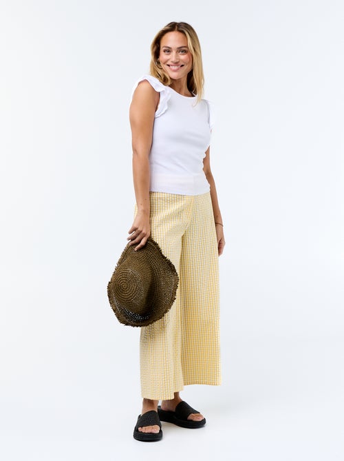 Camiseta acanalada con mangas de volantes - Kiabi