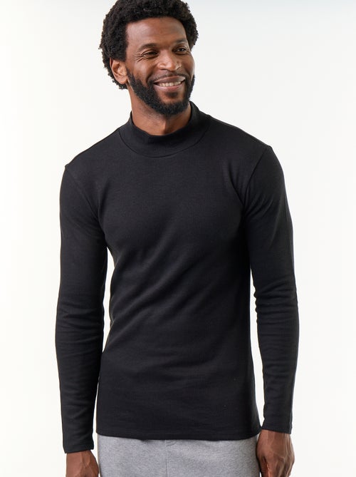 Camiseta acanalada de cuello alto y manga larga - Kiabi