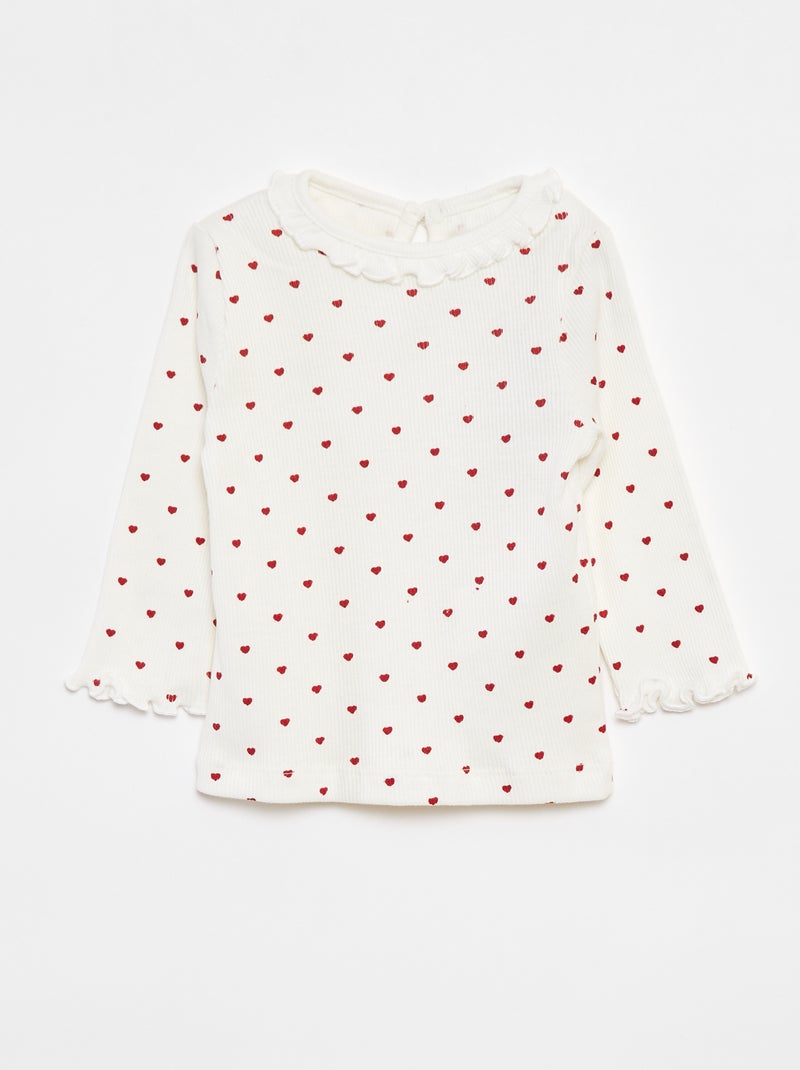 Camiseta acanalada de manga larga Blanco - Kiabi
