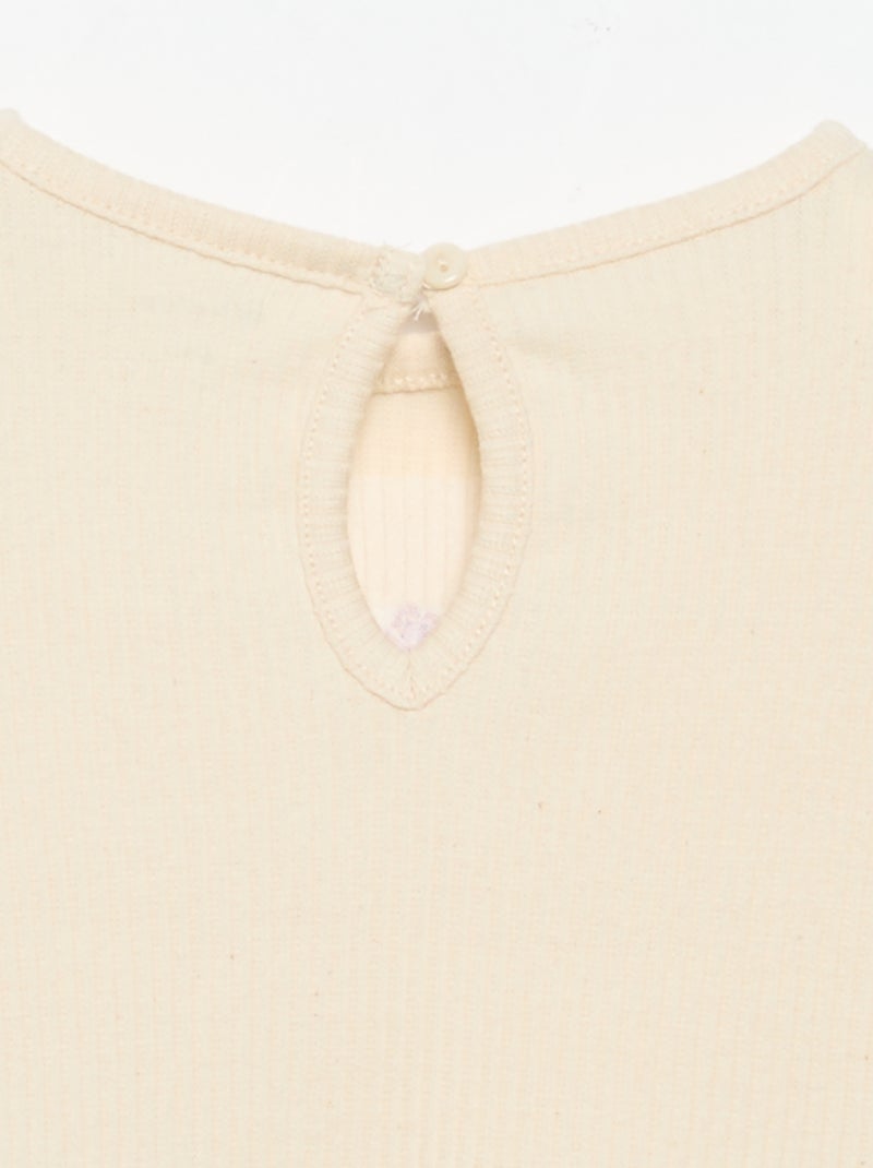 Camiseta acanalada de manga larga Blanco - Kiabi