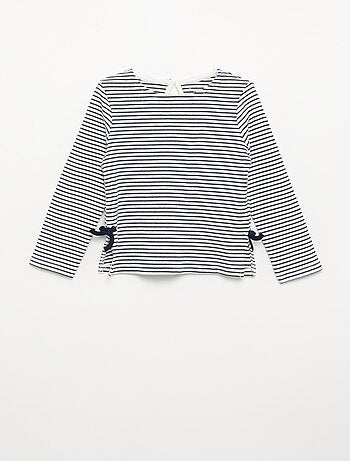 Camiseta acanalada de manga larga con nudo